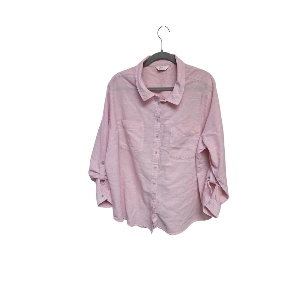 Millers Linen Blend Button Down Shirt Relaxed Fit Pink Casual Size 18